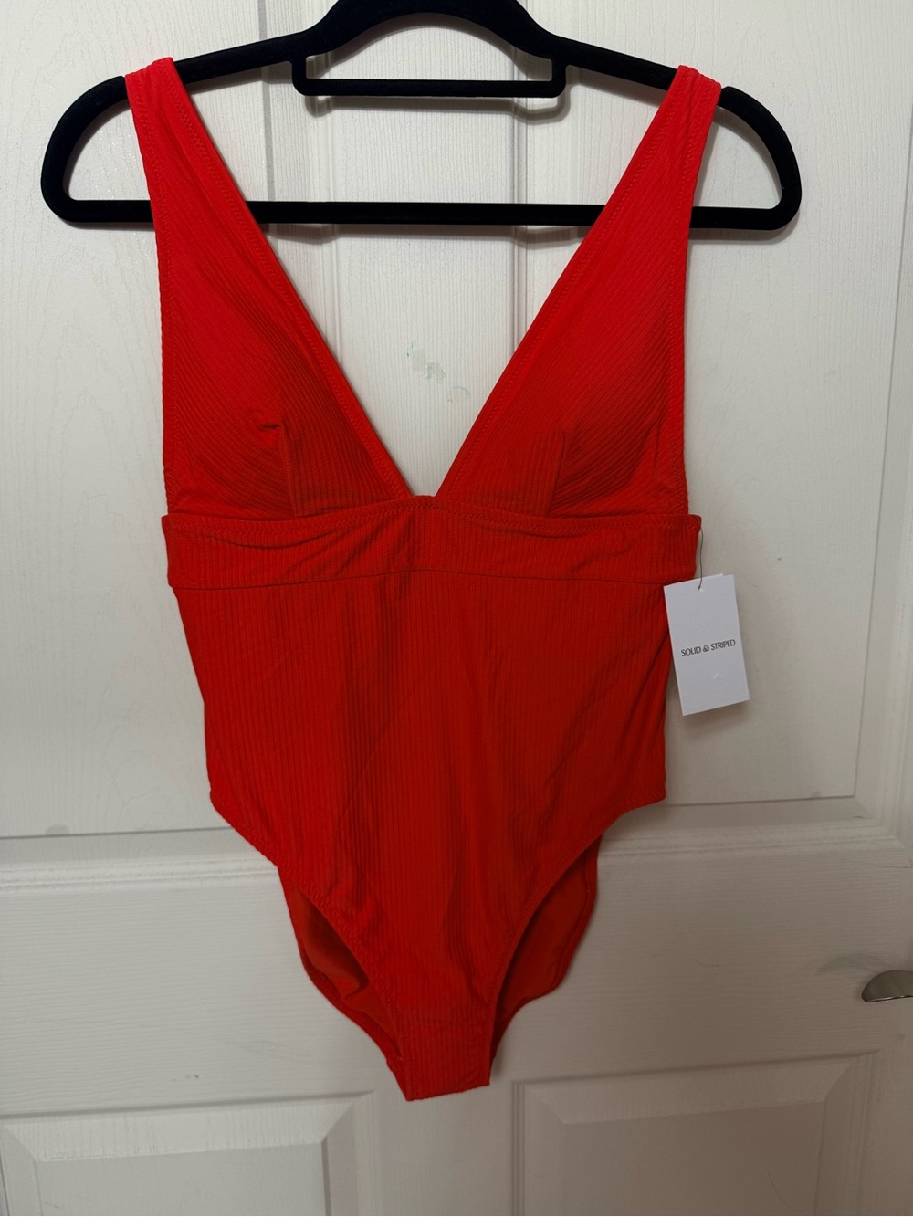 Solid & Striped - Women's Ribbed Deep Plunge
One Piece Swimsuit - Red